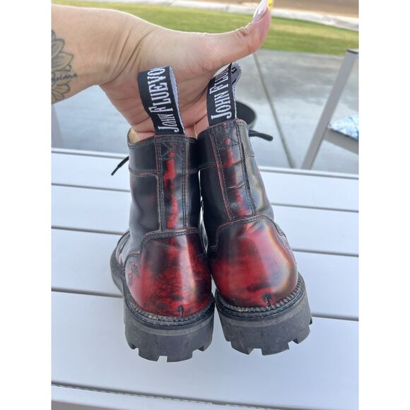 John Fluevog Derby Swirl Boot (6eye) Size 8.5 Women- Burgundy Rub Off - Picture 6 of 13